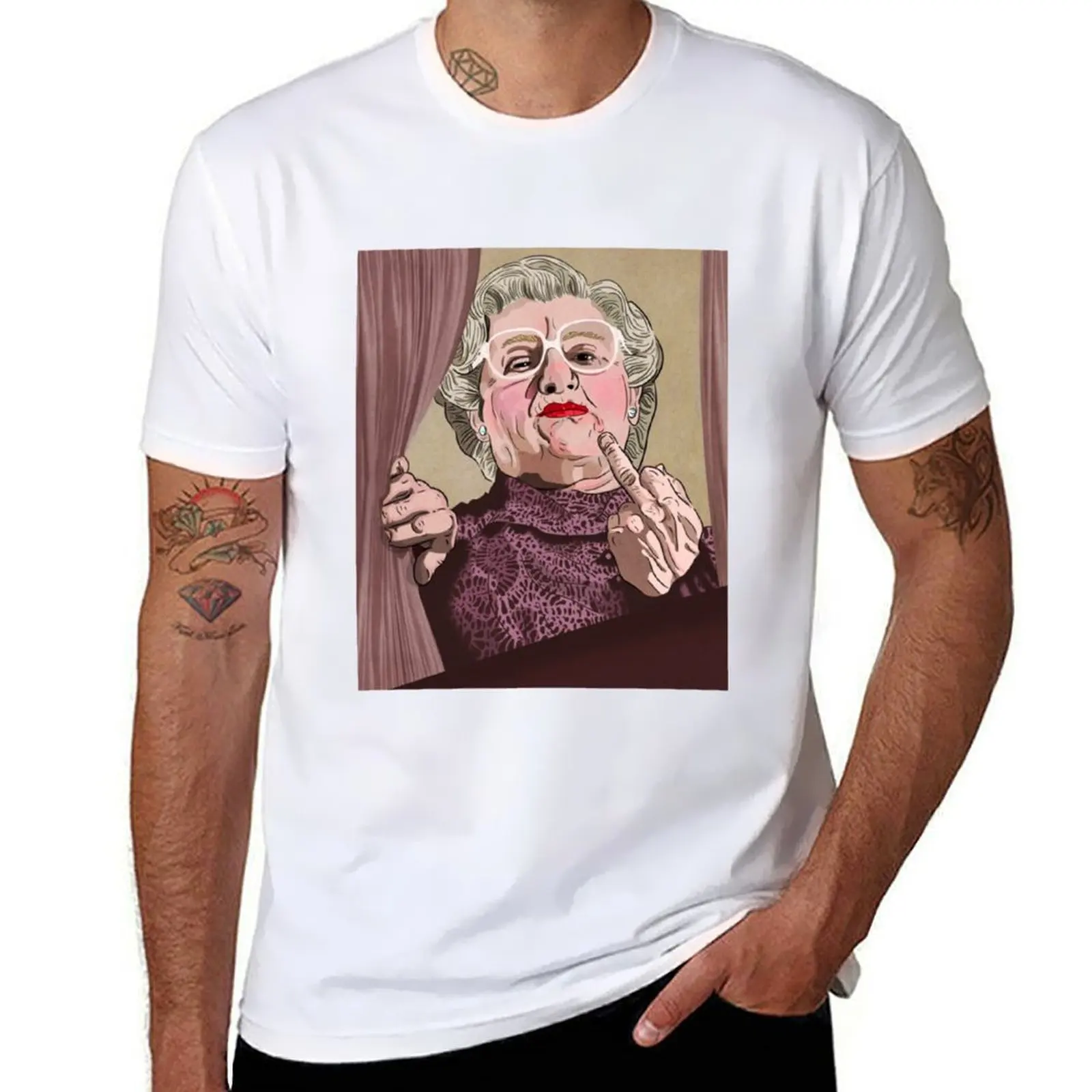 

Mrs Doubtfire middle finger poster T-Shirt Work Wear Breathable Tee