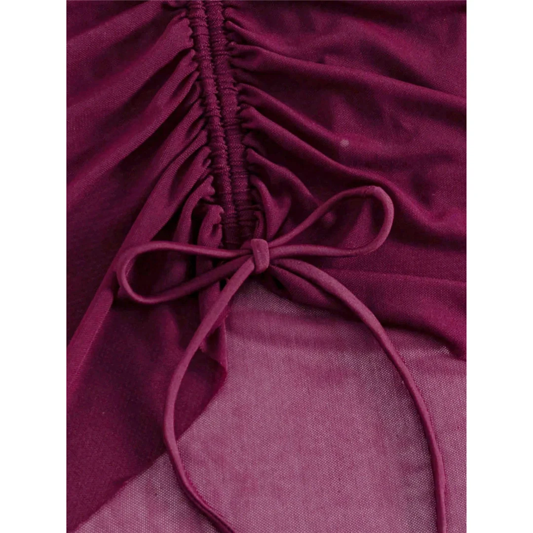 Sexy Badeanzug mit Rock, tiefer V-Ausschnitt, Damen-Badebekleidung, einteiliger Badeanzug, hoher Beinausschnitt, rückenfreier Badeanzug, Badeanzug V8112 – Detail 6
