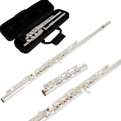 AUROSUS MSO-7 Silver Plated Intermediate 17keys, Open/closed Hole C Flute with B Foot Joint,Offset G, with Case,cleaning Rod
