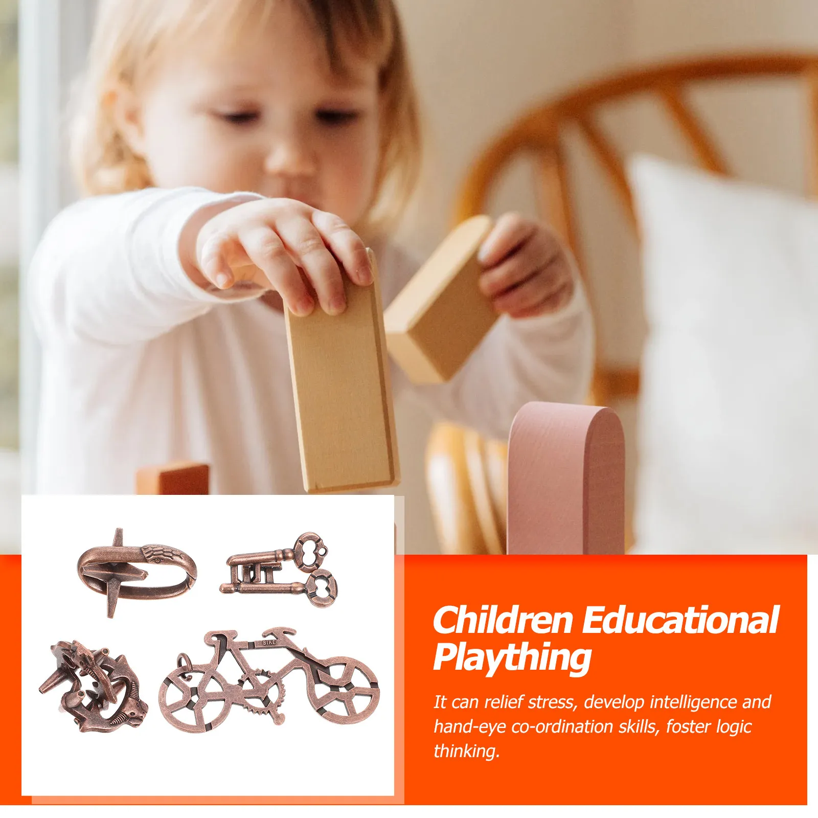 

Набор из 4 металлических головоломок-конструкторов для развития координации рук и глаз у детей