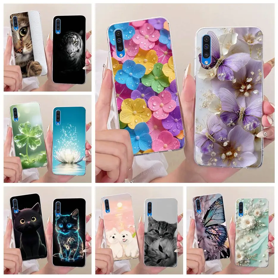 For Samsung Galaxy A50 Case A30s A50s Luxury Flowers Butterfly Painted Cover Soft Silicone Case For Samsung A30 A30s A50s Fundas