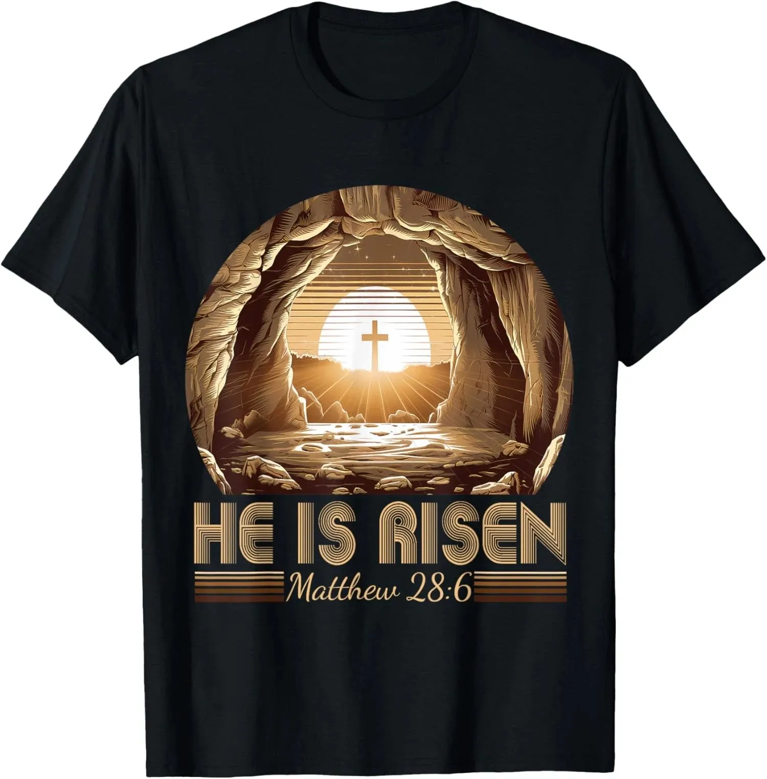 

Jesus Is Risen Easter Day Empty Tomb T-Shirt for Men and Women