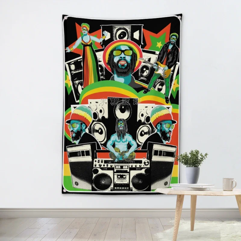 Rock Band Hanging Art Waterproof Cloth Polyester Fabric 56X36 inches Flags banner Bar Cafe Hotel Decor