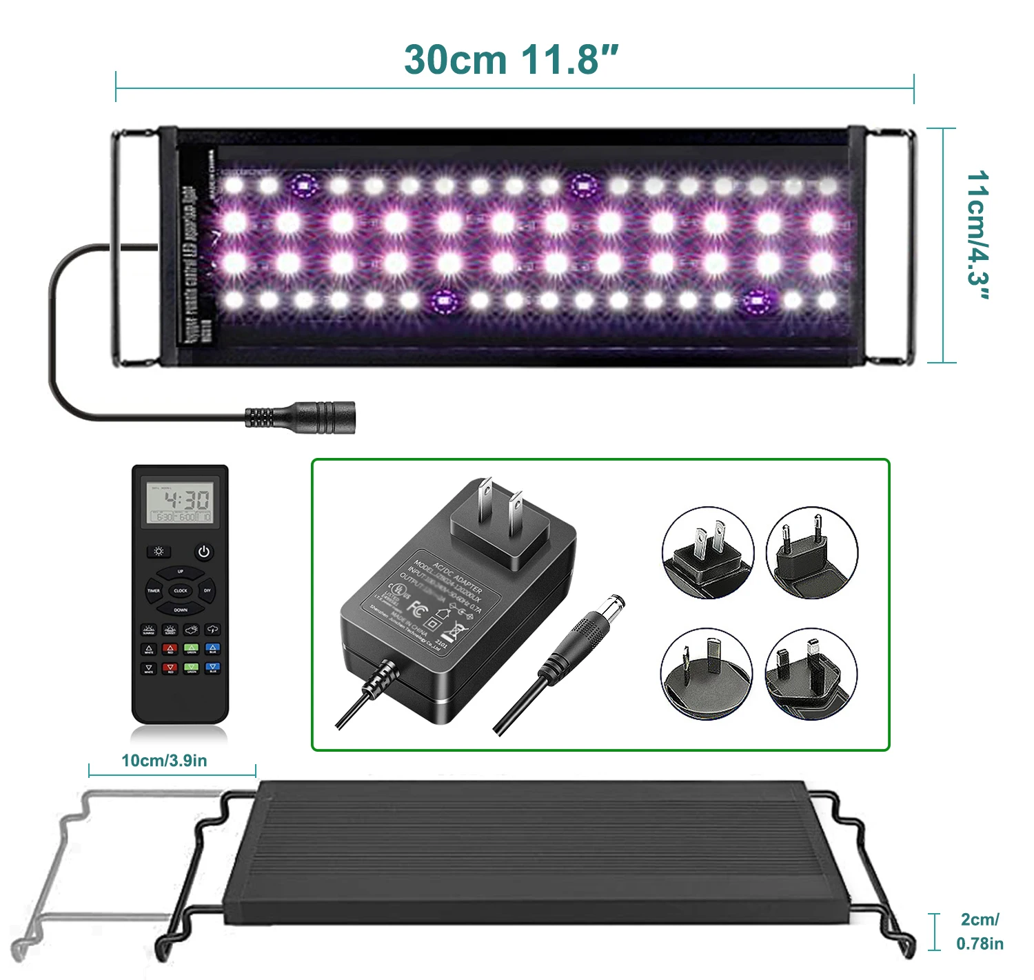 SIROKA 30cm Professional LED Fish Aquarium Light Remote Control Smart  full Spectrum Luz aquari for Live Plant Fish T