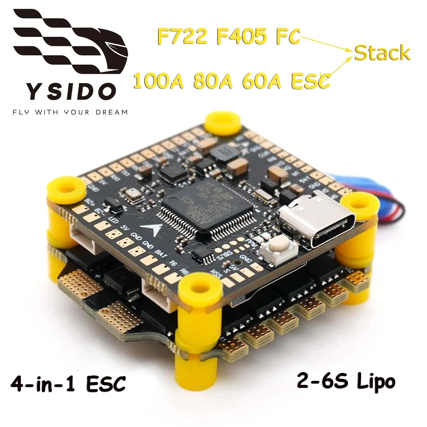 

F405 V3 F722 Flight Controller BLS 4-in-1 60A 80A 100A ESC 2-6S Stack/Flytower for Remote Control FPV Racing Drone Quadcopter