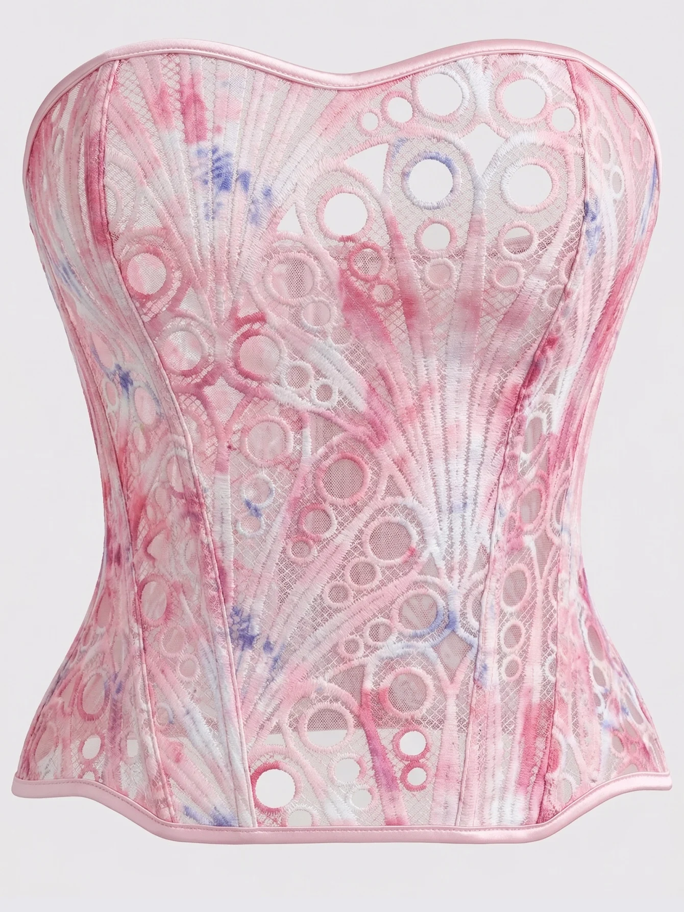 Spitzenkorsett mit Blumenmuster, Bustier-Top für Damen, Gothic-Korsett, pink, elegant, bauchkontrollierend, Schnürkorsett mit Knochen