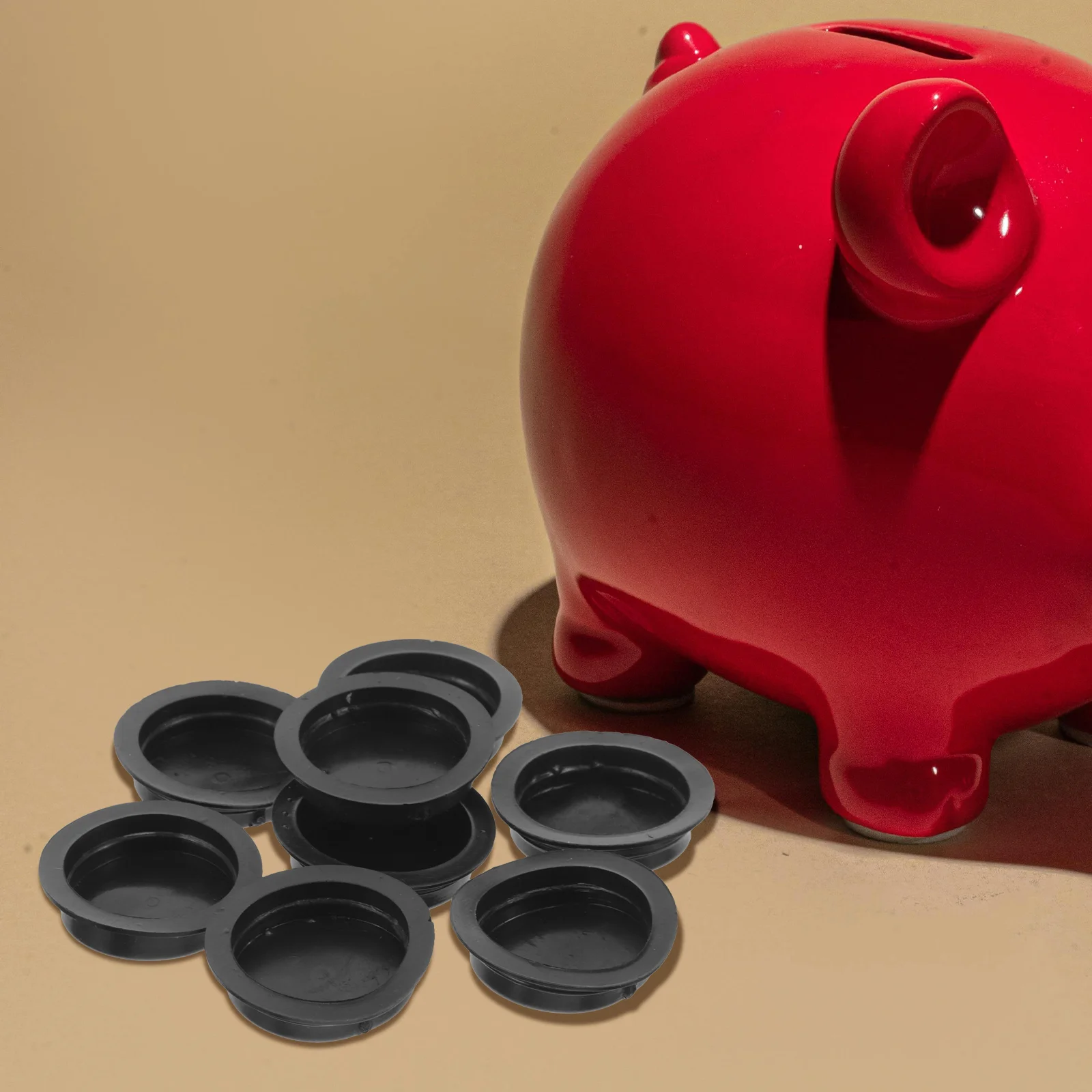 50 Pcs Piggy Bank Round Saving Pot Plugs Rubber for Coin Bottom Cover Black