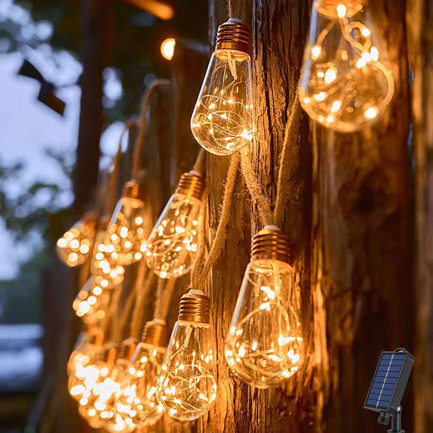 

Outdoor Solar Patio String Light 16 Light Bulbs Fairy String Light Waterproof for Indoor Garden Party Backyard Party Porch Decor