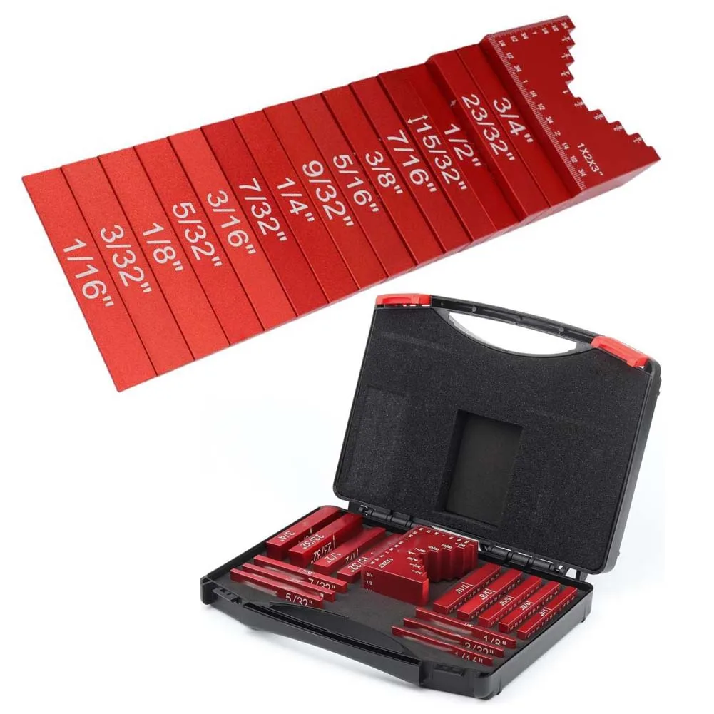 16pcs Setup Blocks Height Gauge Gauge Block Set Setup Bars Portable Testing Gauge Block For Height Measurement Router Table Saw