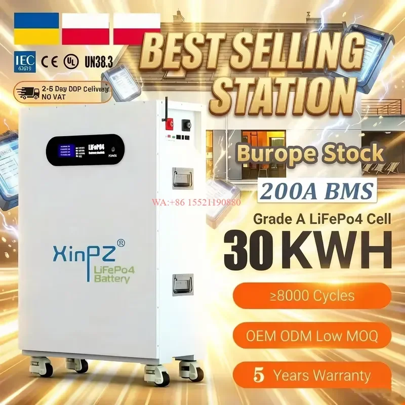 WMWMNU for 30KWH 51.2V 600AH LiFePO4 Battery Solar Energy Home Storage 48V Solar Battery ALL IN ONE SOLAR POWER SYSTEM