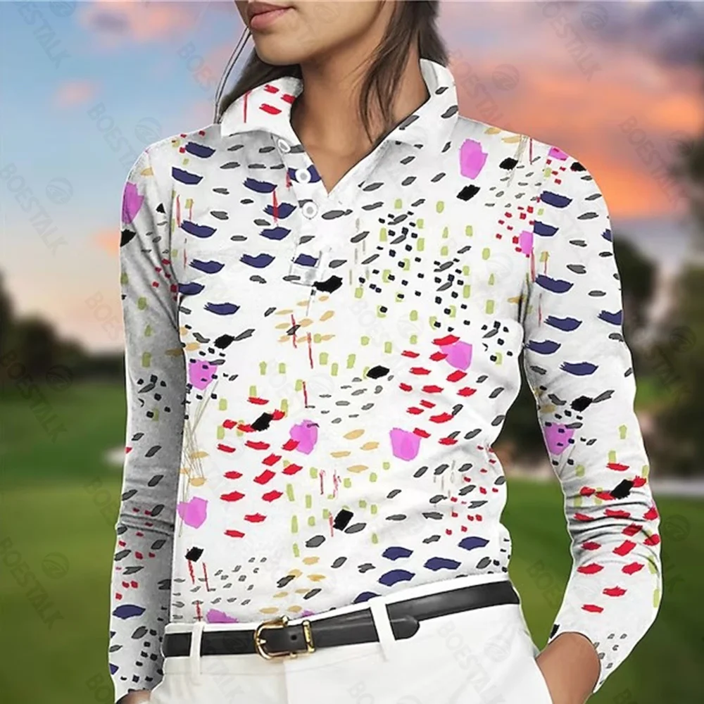 Women's long-sleeved golf Polo shirts jerseys breathable quick-drying long-sleeved shirts 2024 autumn and winter new products.