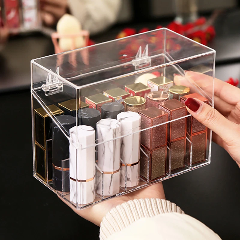 Transparent Acrylic Flip Lipstick Storage Box Nail Polish Storage Box Jewelry Storage Box Makeup Storage Box Lipstick Holder