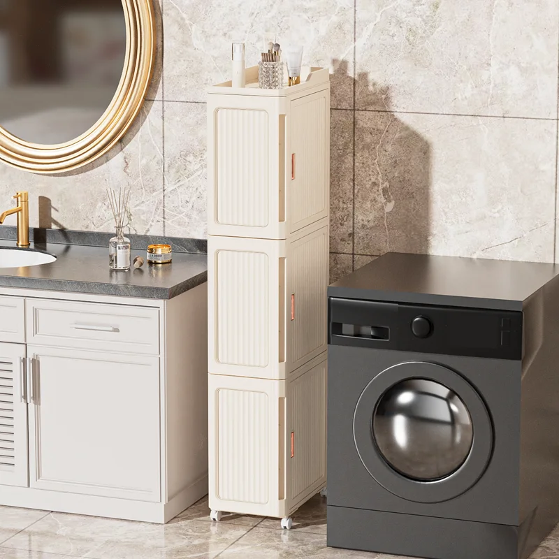 خزانة فجوة الحمام مع عجلات وأدراج منظم تخزين جانبي للمرحاض متعدد الطبقات رف حمام ضيق متحرك