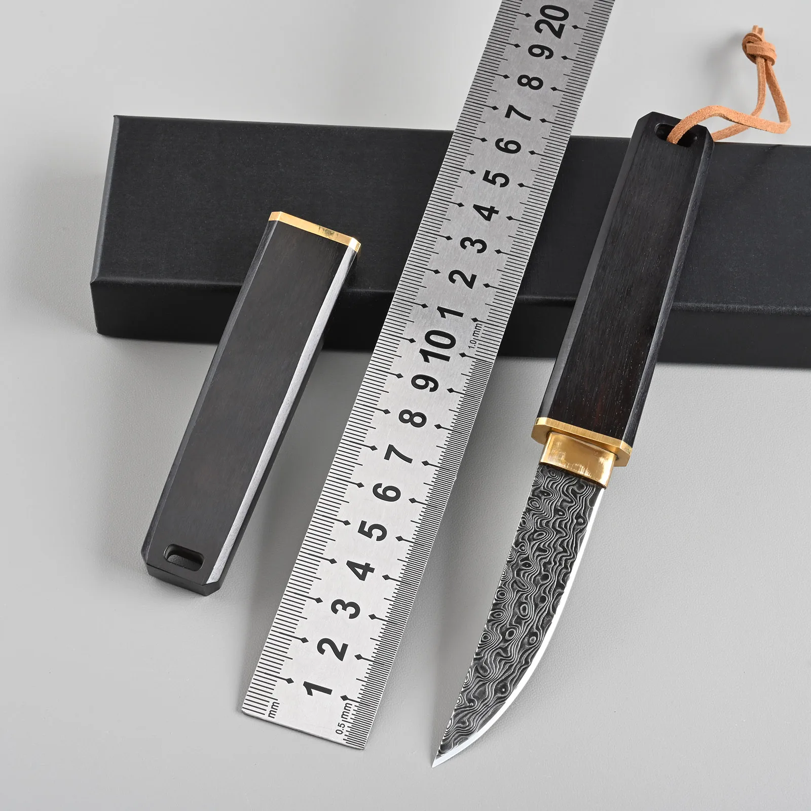 

Portable VG10 Damascus Steel Fixed Blade Knife Outdoor Hiking Utility Knives Camping EDC Tools Small Knife