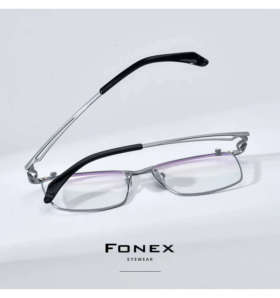 FONEX Titan-Brillengestell für Herren, quadratisch, Magnet-Clip, Nachtsicht und polarisierte Linse, japanische ultraleichte Brillen 85759 – Detail 3