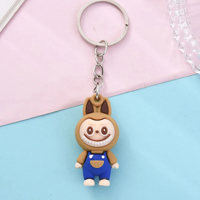 Mini Labubu Doll Keychain Charm Cute Tiny Anime Figure Original Small Monsters Keyring Surprise Gift