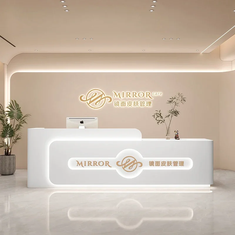 Customizable Simple Reception Desk Salon Counter Office Checkout Store Front Desk Advisory Bancone Reception Bar Furniture