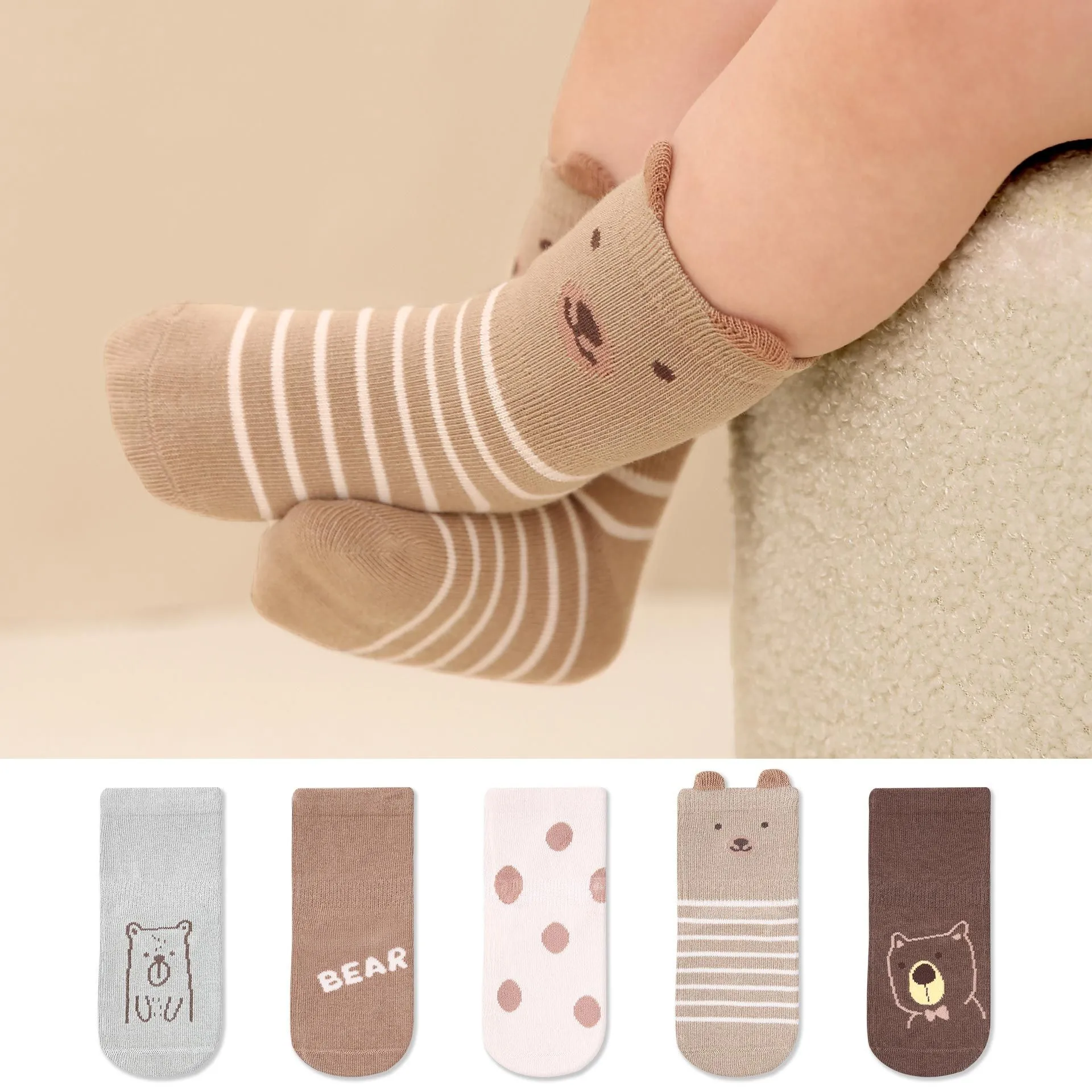 5 Pieces/lot Baby Socks 2024 Spring Autumn Cotton Kids Socks For Babies Girl Boy Lovely Newborn Floor Socks Fit 0-24Month