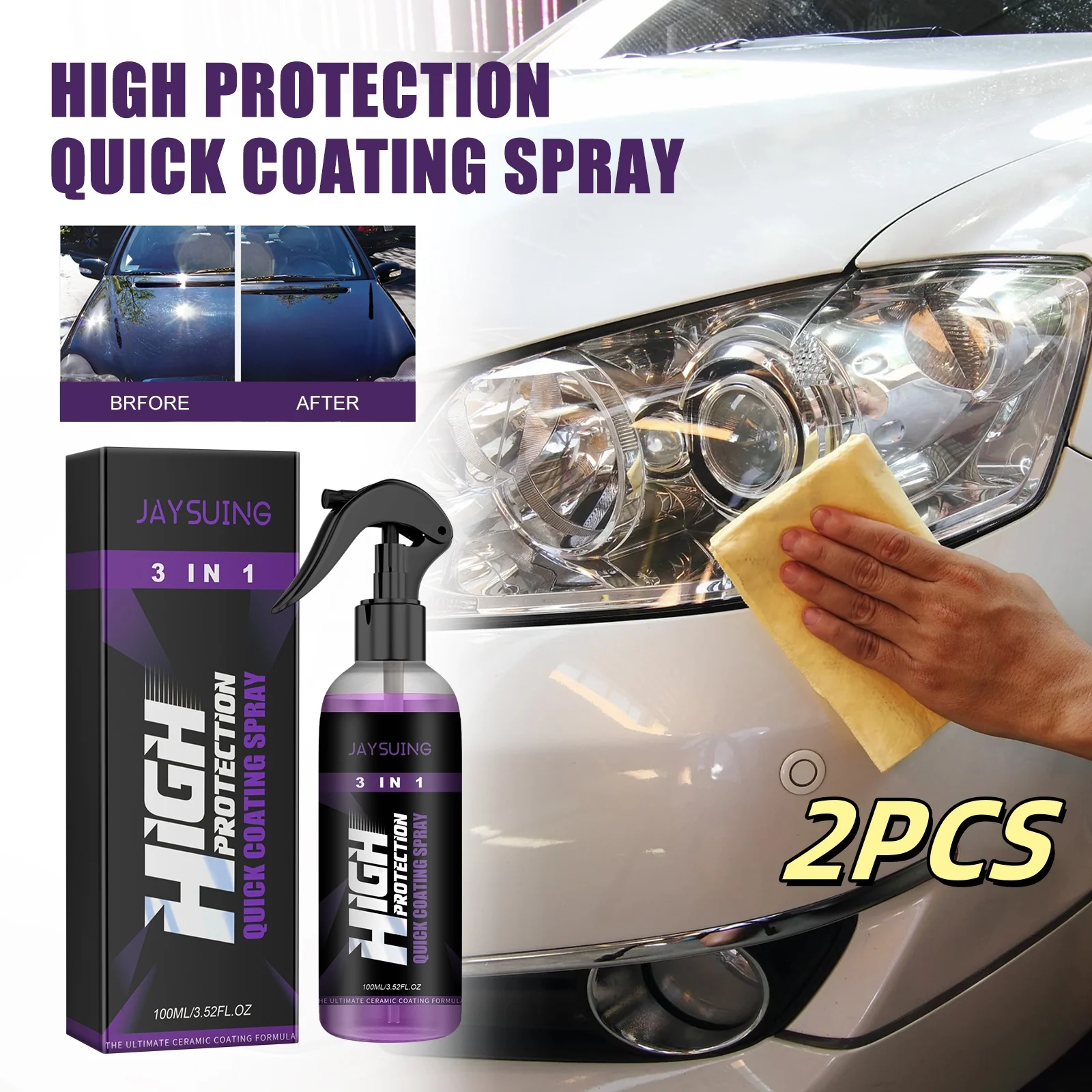 

2PCS Jaysuing Car Paint Surface Cleaning Agent 100ml Car Powerful Decontamination High Protection Portable Ceramic Coating Agent