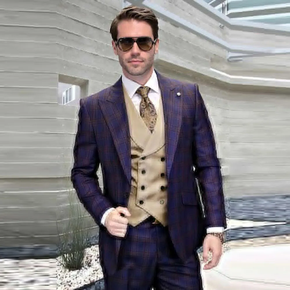

Stylish Men Suits 3 Pieces Jacket Pant Vest High Quality Formal Occasion Single Breasted Customize Business Male Clothing