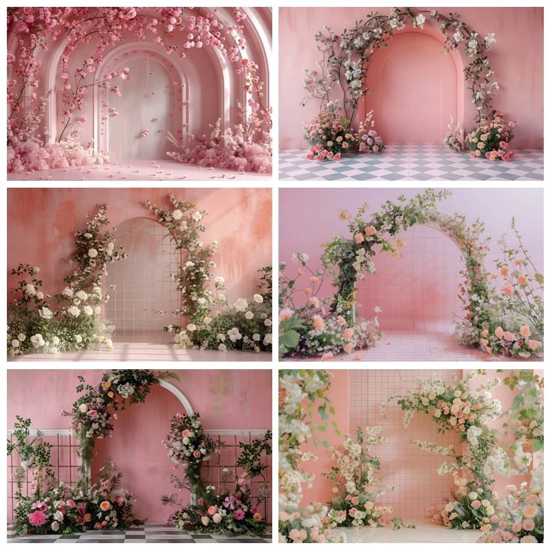 

Flowers Pink Wall Birthday Backdrop Photography Wedding Bride Maternity Baby Shower Photo Photographic Background Photo Studio