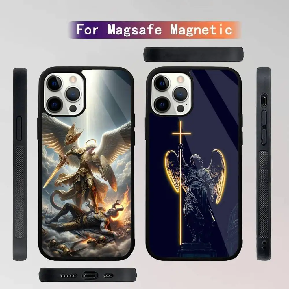 

Archangel Michael Cross Phone Case For iPhone 16,15,14,13,12,11,Plus,Pro,Max Mini Magsafe Magnetic Wireless Charging