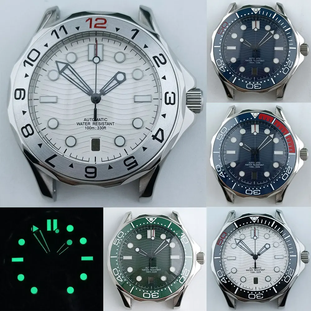 42mm Diving Watch Case Stainless Steel Case for NH35 Automatic Movement Sapphire Crystal Waterproof Transparent Back