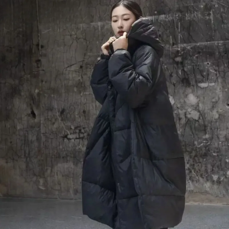 Mode Casual Drie-proof Stijlvol Middellange verdikte capuchon Winter Winddicht Dikker jas Groot formaat donsjack Dames Los