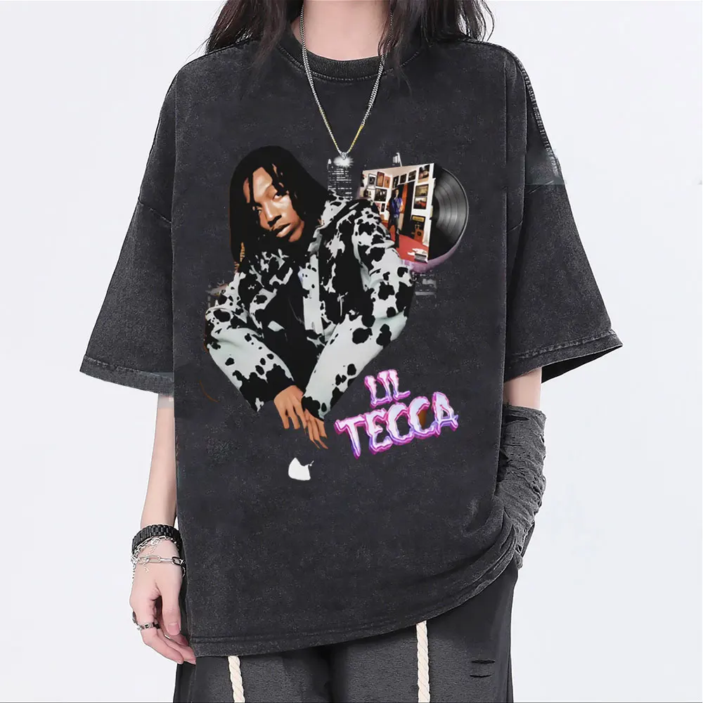 

Washed Vintage Rapper Lil Tecca We Love You T-shirt Men Women Hip Hop Fashion Pop Music T Shirts Men's Casual Oversized T-shirts
