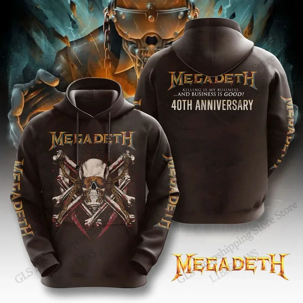 Unisex-Hoodie in hoher Qualität mit 3D-Design – im Retro-Stil der Rockband Megadeth – ein trendiges Sweatshirt für Herbst/Winter, ideal für Teenager. – Detail 6