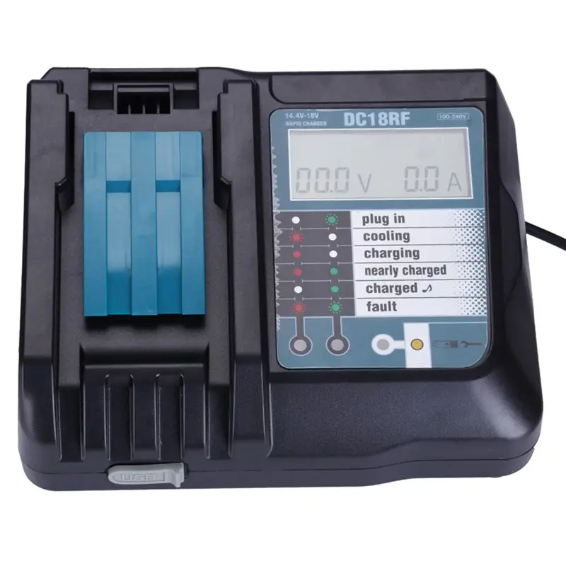 

14.4V 18V Li-Ion Battery Charger Voltage Current Lcd Digital Display For Dc18rf Bl1830 Bl1815 Bl1430 Dc14sa Dc18sc Dc18rc