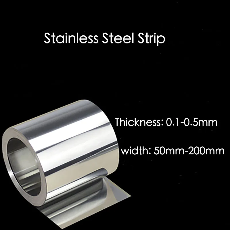 2Meters 50mm 100mm 200mm 300mm Thin Stainless Steel Strip Thickness 0.1/0.2/0.3mm Stainless Steel Sheet Silver film Steel Foil