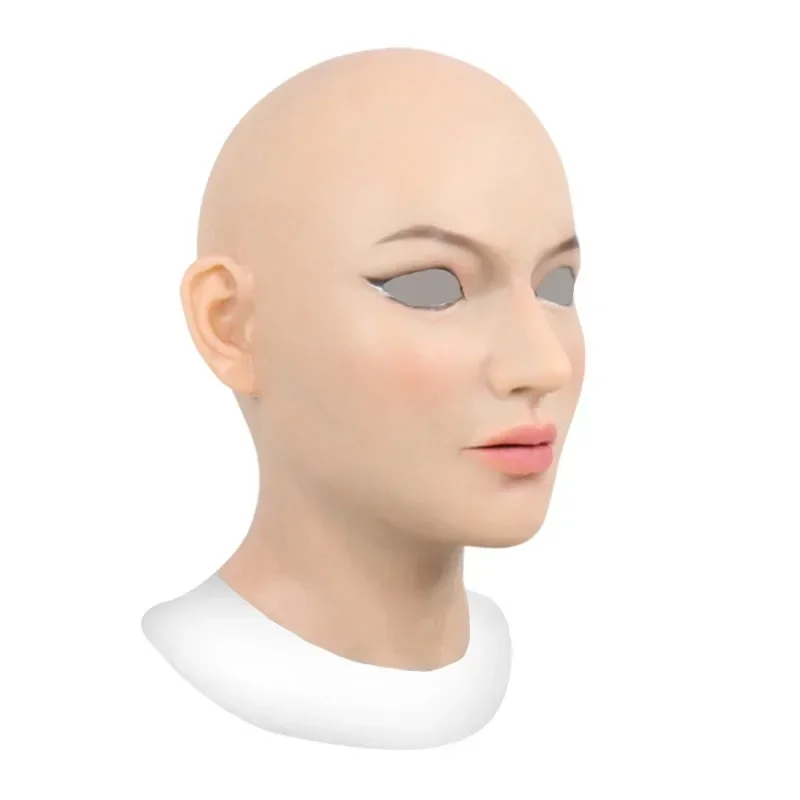 Nuova maschera a testa piena per adulti forma femminile calva di copricapo in Silicone accessori Cosplay di Halloween maschera maschera finta ragazza