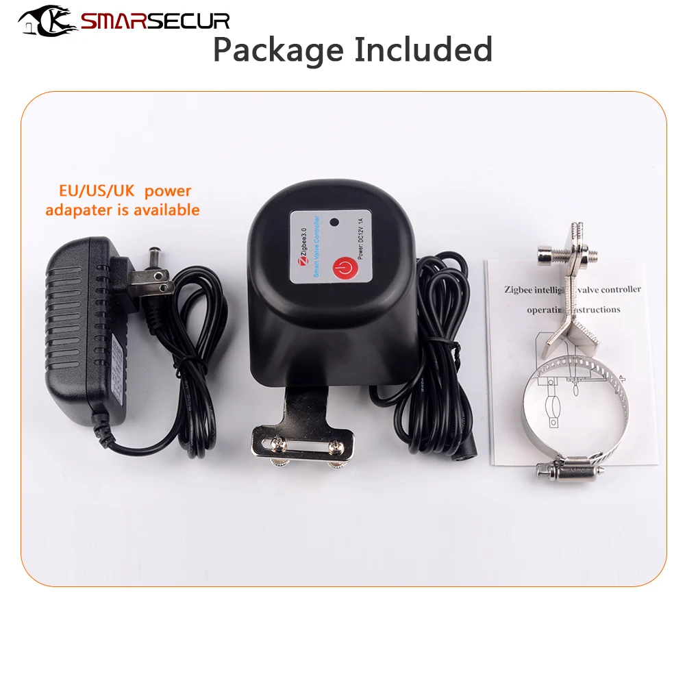 SMARSECUR Zigbee Wireless Control Gas Water Valve Smart Life Shut OFF Controller