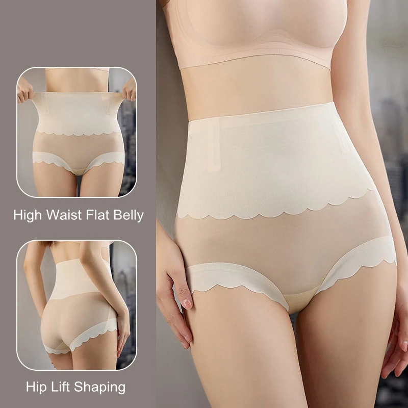 Calcinha de controle abdominal de cintura alta para mulheres, roupa íntima Traceless Shaper, cuecas de barriga lisa, senhora emagrecedora Shapewear, confortável