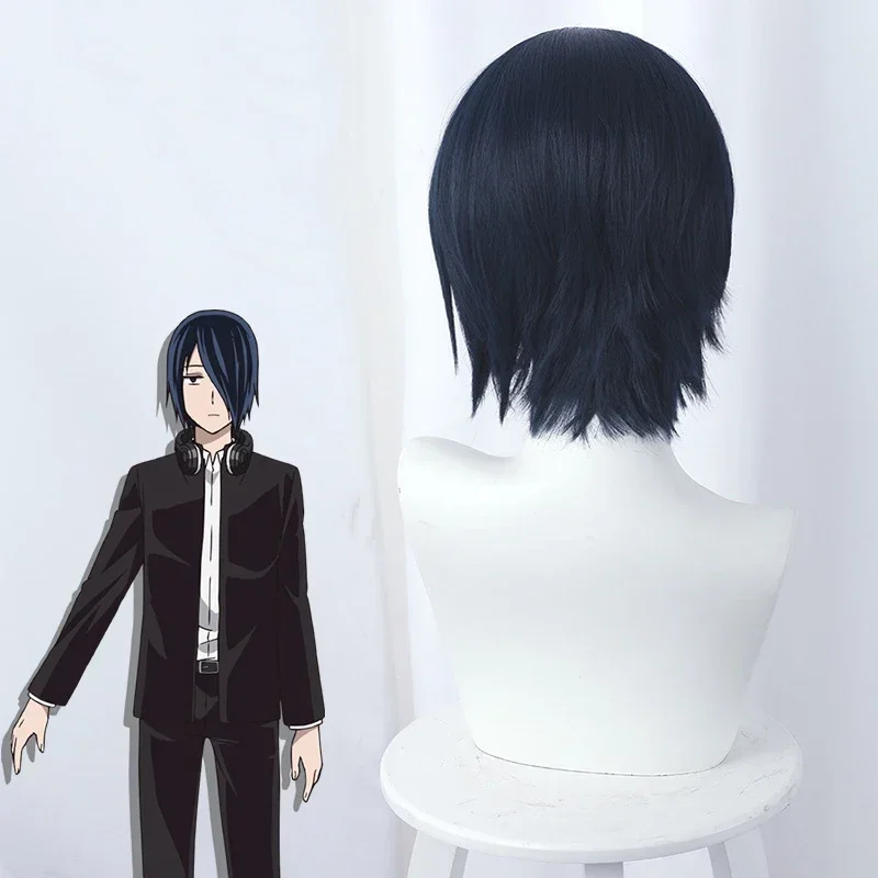 Kaguya-Sama: الحب هو الحرب يو Ishigami شعر مستعار تأثيري الأزرق الداكن تزييفها قصيرة ارتفاع درجة الحرارة هيربيسي زي لعب الأدوار الباروكات MN3