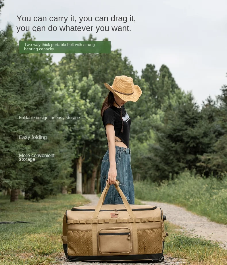 130L Outdoor-Trolley-Rucksack mit großem Fassungsvermögen, verdickte Aufbewahrungstasche mit Rädern, komplettes Set für Picknick- und Campingausrüstung – Detail 19