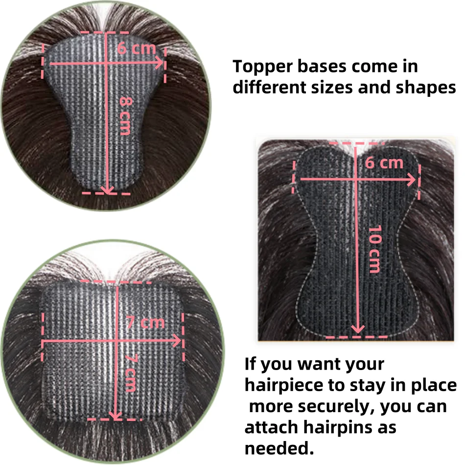 Senza clip Pasta magica Toppers per capelli umani per donne Frangia sottile Copertura Diradamento Capelli grigi Soffici toppe per capelli con gancio e anello 10 pollici