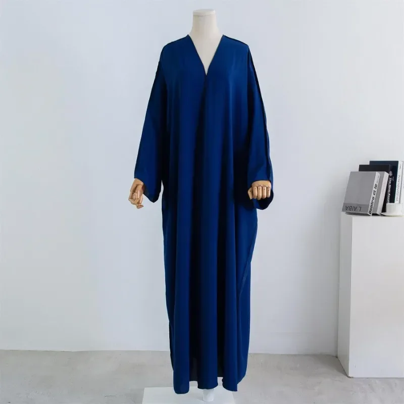 Muslim Out Open Front Abaya Cardigan Smocking Sleeve One-piece Prayer Women Jilbab Islamic Clothing Dubai Saudi Robe Turkish