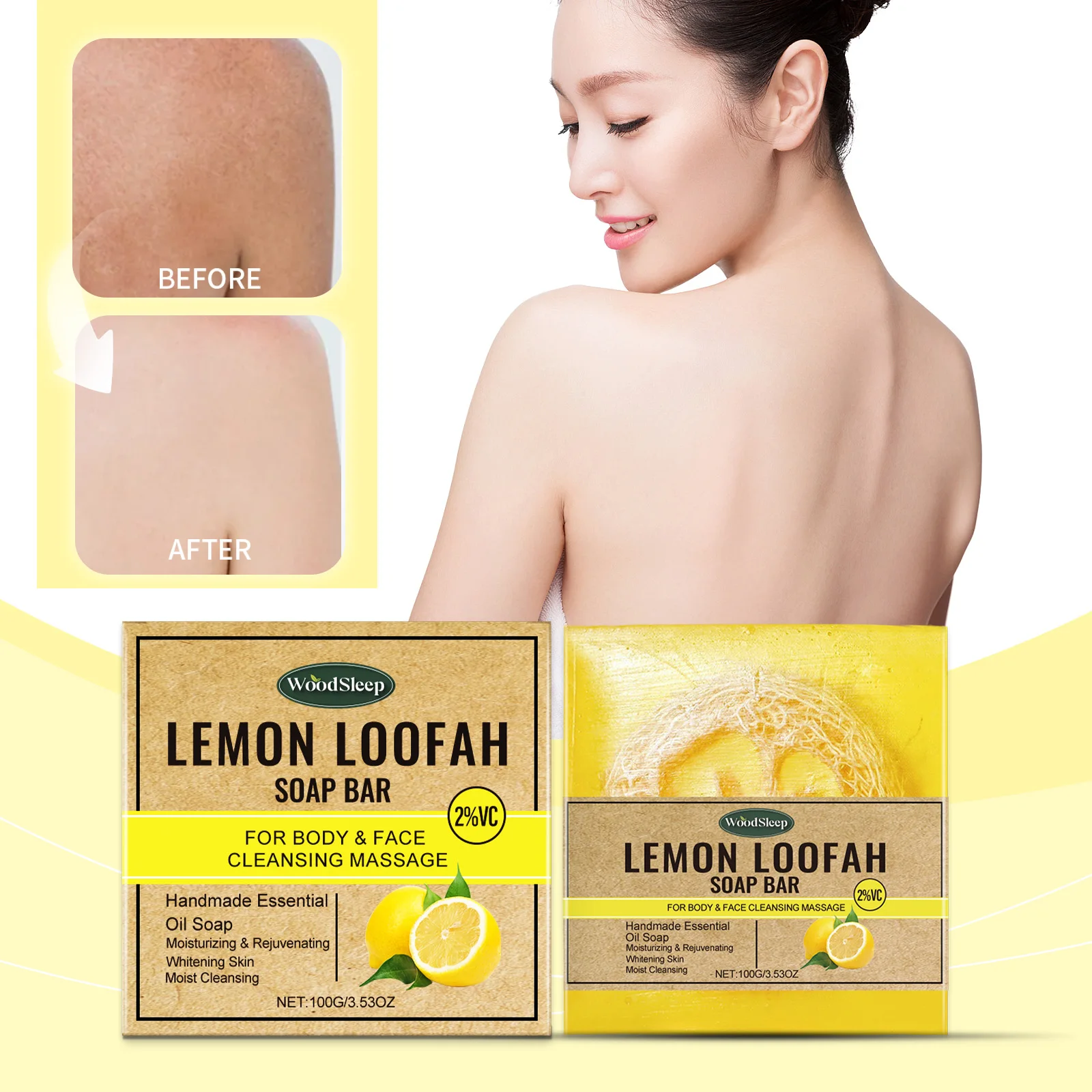 

Мыло с лимонным маслом WoodSleep Luffa, нежно очищает кожу тела, освежающий контроль жирности для предотвращения жирности лица