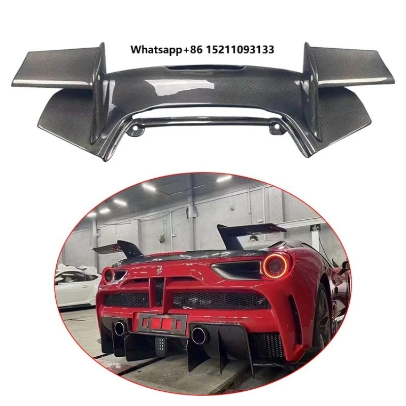 M Style Carbon Fiber Rear Car Trunk Spoiler for 488 Convertible Carbon Fiber GT Tail Wing