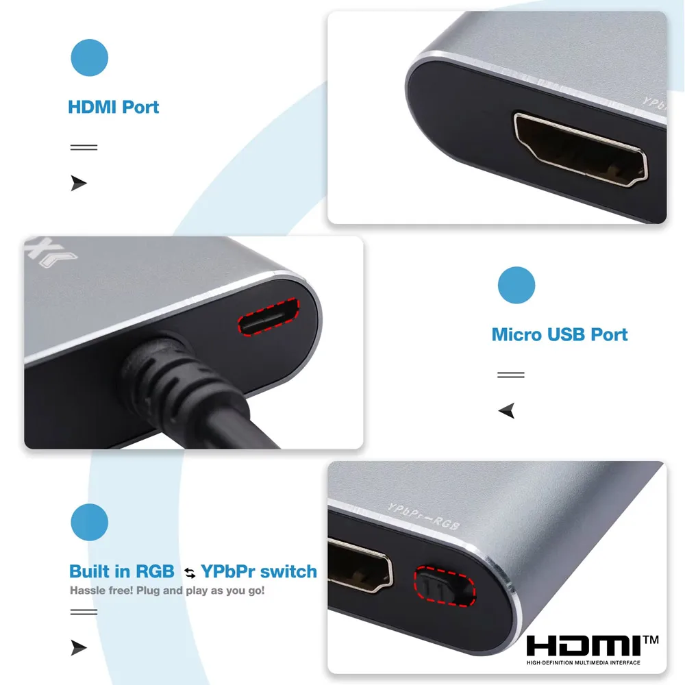 BitFunx HDMI ™   Convertitore per console di gioco PS2/PS1 con adattatore video Switch da RGB a YPbPr per PS1