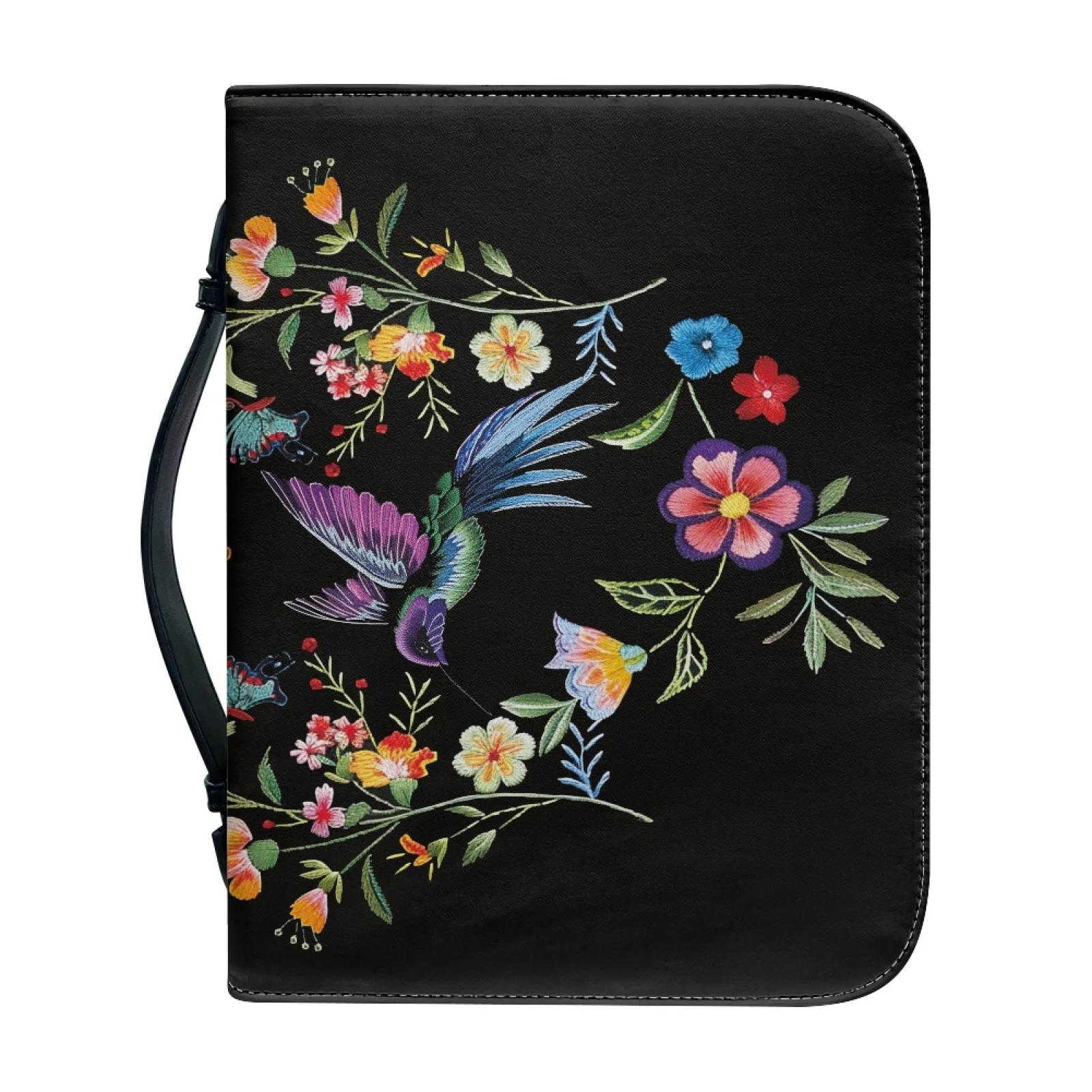 XIXIRIMID Hummingbird Floral Design Protective Church Bible Bag for Outdoor Study PU Leather Bible Carrying Case 2026 Collection