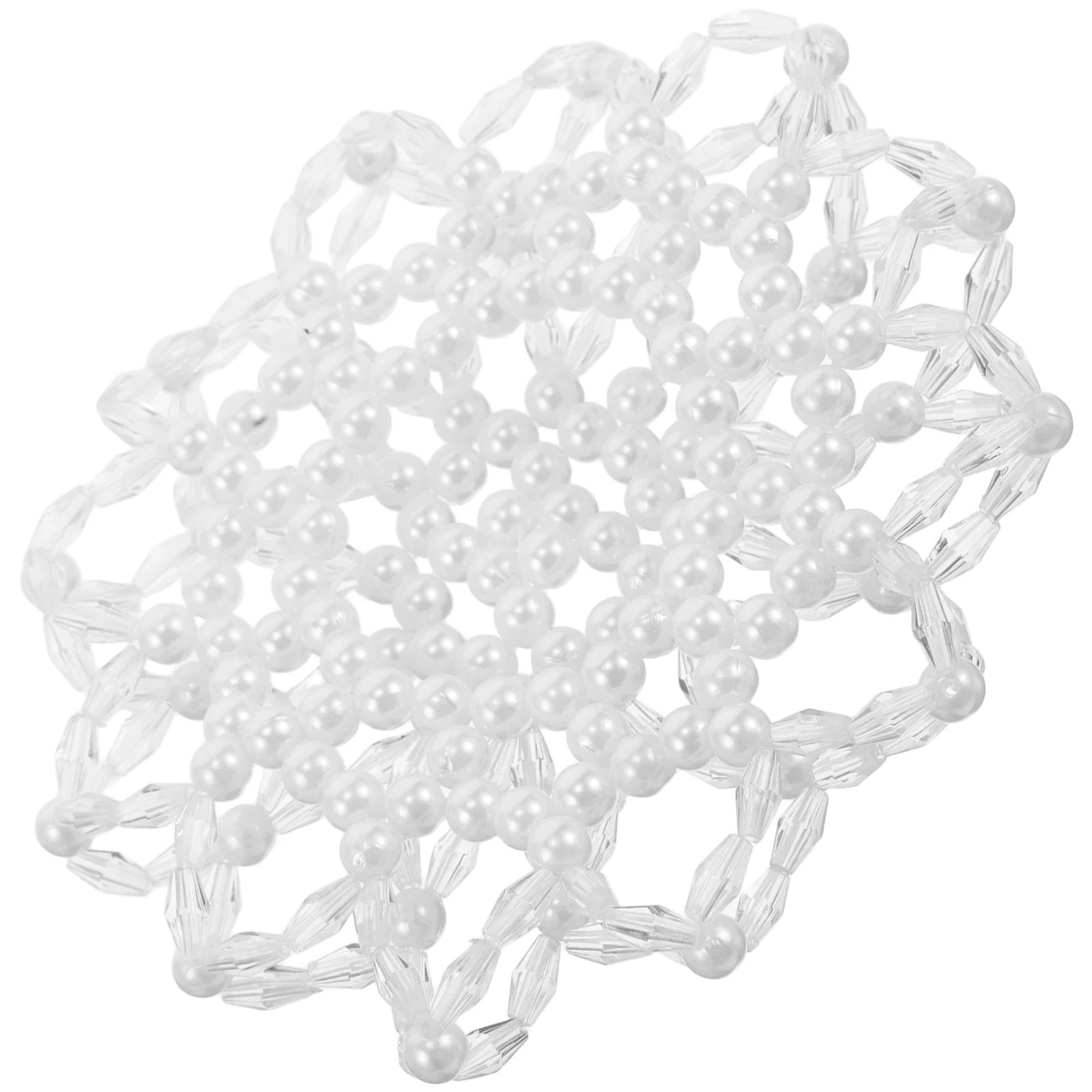 

Pearl Hair Net Elastic Crochet Snood Accessories for Dancers Kids White Long Pearl Hair Bun Holder Performances