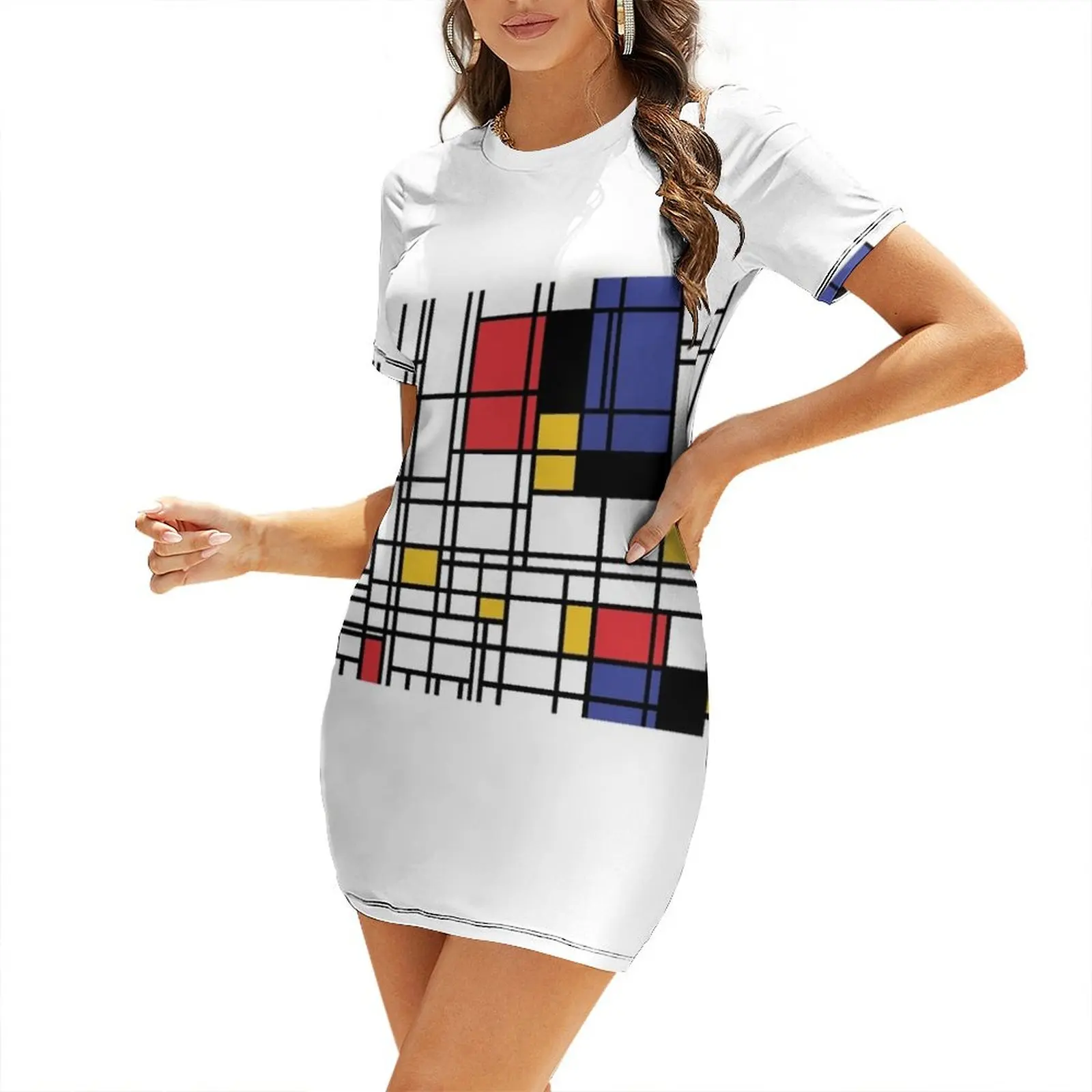 

Mondrian Short-Sleeved Dress summer dresses women 2025 womans clothing loose summer dress women dress