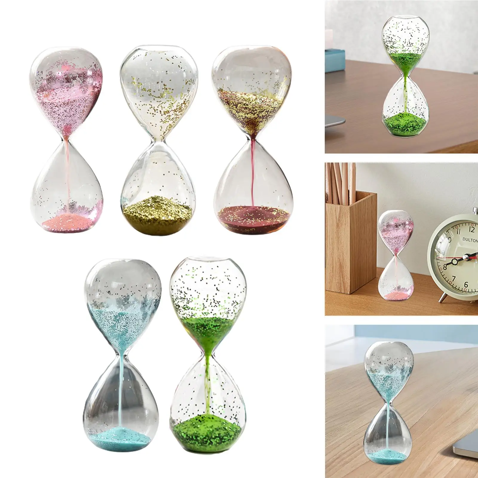 Sand Timer Sandglass Home Yoga Timer Glitter Glass Sand Clock Sand Timer for Bedroom Living Room Faimly Holiday Gift Kids