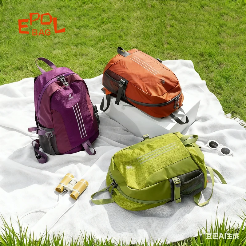 

EPOL Travel Backpack Patchwork Mesh Side Pockets Parent-child Bags Lightweight Comfortable Breathable Fabric Hiking Bags 3057-04