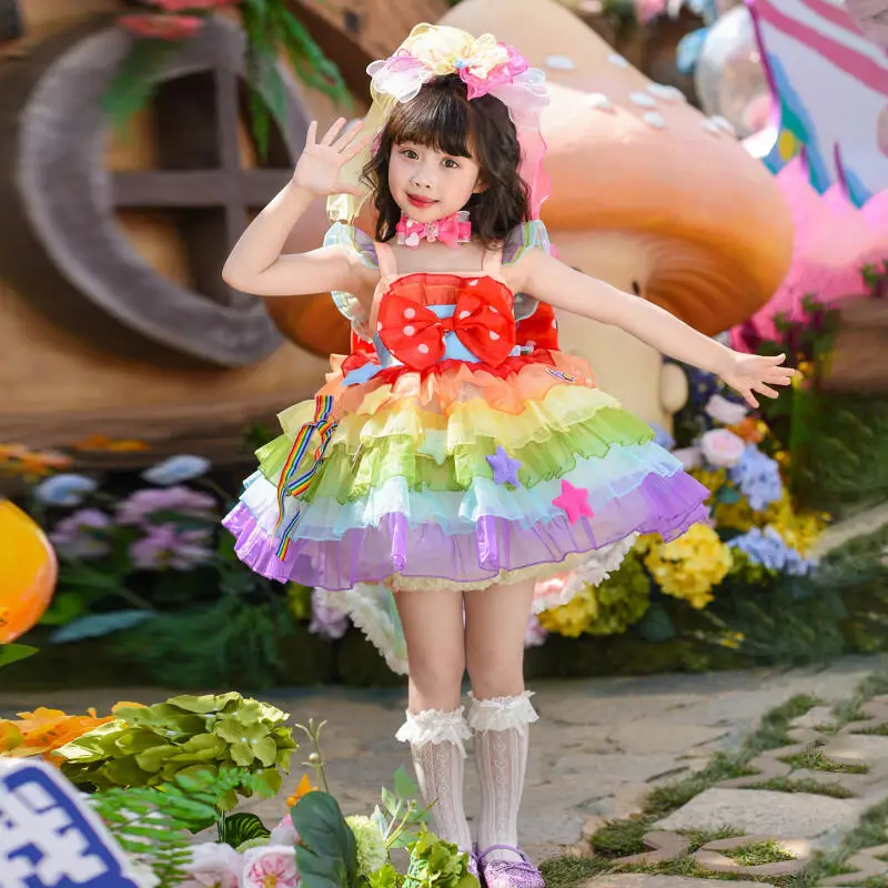 2026 Girls Suspender Ruffle Bow Lolita Dress Girls Princess Dress Summer New Children's Cake Dress Child Soft Dress Party Gift