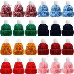 10pcs DIY Mini Knitting Hats Ornaments Knitting Christmas Mini Knitting Doll Hats Sewing Crafts Polyester Mini Wool Hat