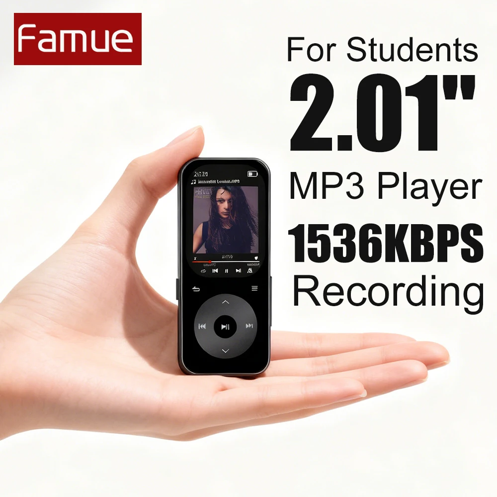 

【64GB】Famue BL15 2.01 Inch Mini MP3 Player Metal Body Lanyard Hole Custom UI For Students Bluetooth 5.3 HiFi Sound 1536kbps